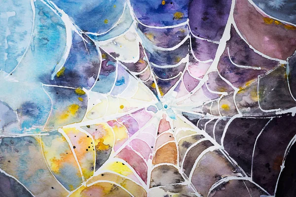 クモの多色Web水彩抽象化 — ストック写真