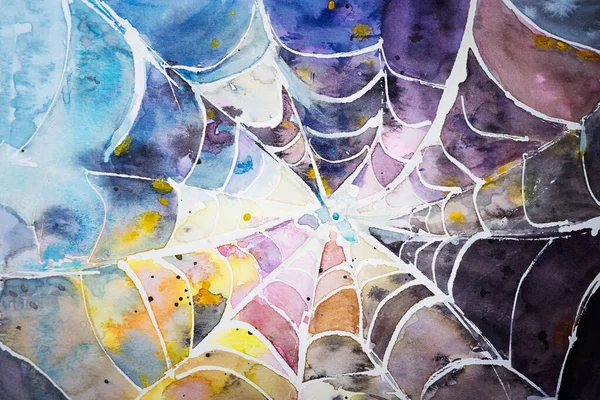 Spider Veelkleurige Web Aquarel Abstractie — Stockfoto