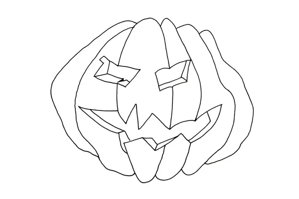 Halloween Jack Lantern Pumpkin Outline Isolated White Background — Stock Photo, Image