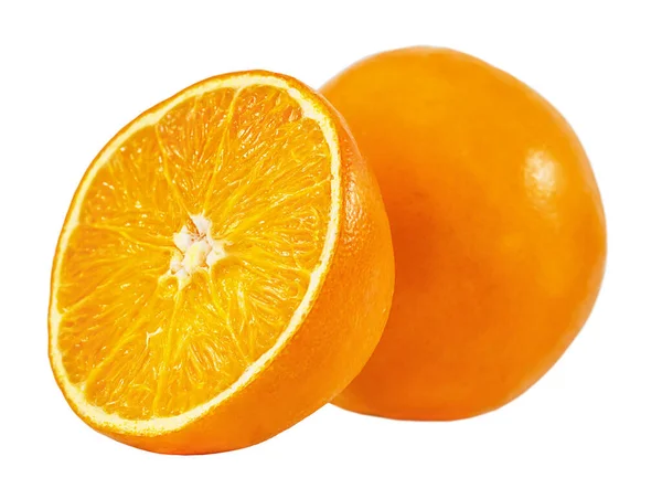 Saftig Orange Och Halv Isolerad Vit Bakgrund — Stockfoto