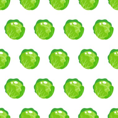 Ağ, baskı, ambalaj, kumaş dokusu ya da duvar kağıdı için beyaz zemin üzerinde izole edilmiş yuvarlak yeşil lahanayla vektörsüz desen.