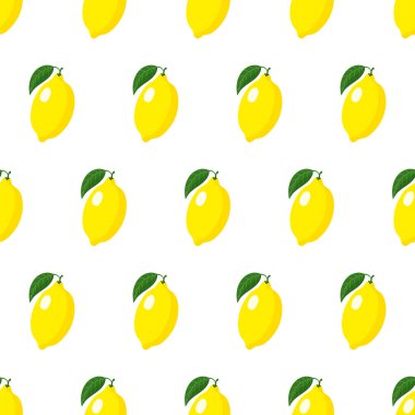 Ağ, baskı, ambalaj, kumaş dokusu ya da duvar kağıdı için beyaz arkaplanda izole edilmiş sarı olgun limonlu vektör deseni.