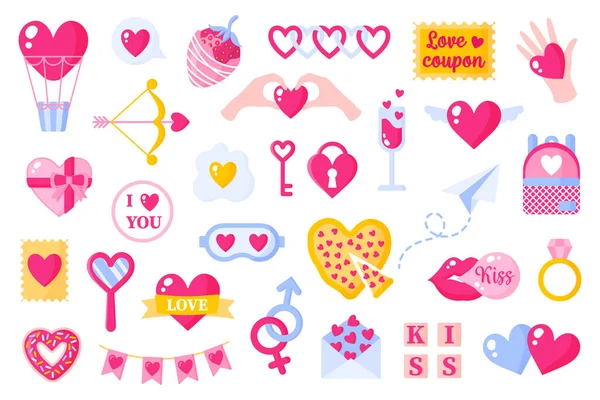 Conjunto Iconos Amor Para Día San Valentín Boda Globo Flecha — Archivo Imágenes Vectoriales