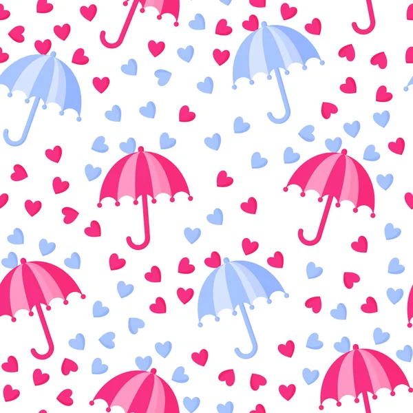 Bezproblémový Vzor Deštníku Deštěm Srdce Svatbu Nebo Valentýna Cartoon Vektor — Stockový vektor