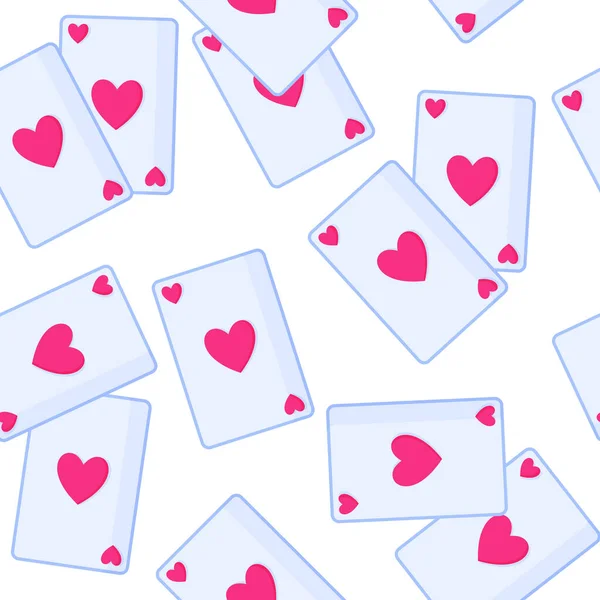 Seamless Pattern Playing Cards Heart Wedding Valentine Day Cartoon Vector — Stock vektor