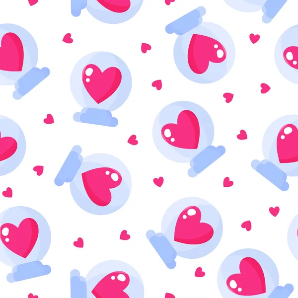 Seamless Pattern Glass Ball Heart Wedding Valentine Day Cartoon Vector — Διανυσματικό Αρχείο