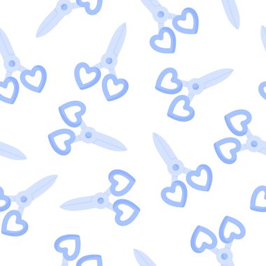 Düğün ya da Sevgililer Günü için kalplerde kusursuz makas deseni. Çizgi film vektörü, duvar kağıdı, ambalaj kağıdı, tekstil vesaire için izole edilmiş tasarım..