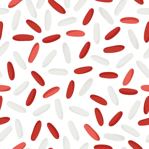 Whire Červená Rýže Mix Vektorové Kreslené Bezešvé Vzor Pro Šablonu — Stockový vektor