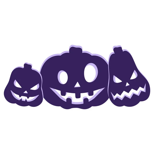 Halloween Jack Lantern Pumpkins Set Spooky Smile Emotions Traditional Halloween — Stock Vector