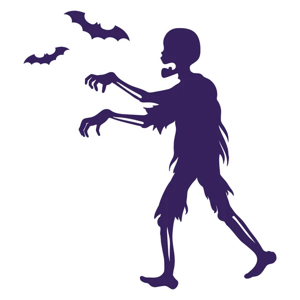 Silhouet Van Zombies Vleermuizen Traditioneel Halloween Symbool Decoratief Element Vector — Stockvector