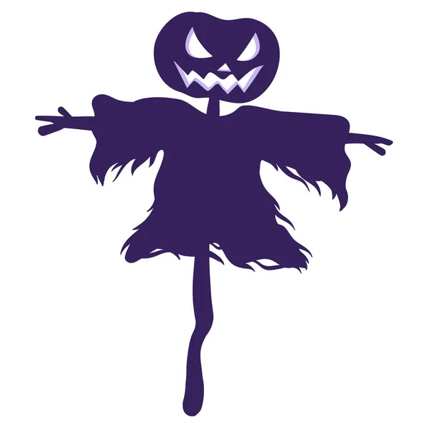 Silhouette Halloween Scarecrow Traditional Halloween Symbol Decorative Element Vector Cartoon — Stock Vector