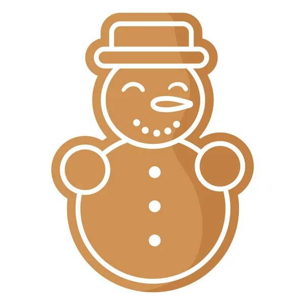 Weihnachten Festlichen Schneemann Lebkuchen Mit Weißem Zuckerguss Bedeckt Frohe Weihnachten — Stockvektor