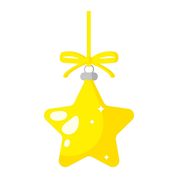 Świąteczna Kreskówka Świąteczna Żółta Gwiazda Drzewo Zabawki Wesołych Świąt Szczęśliwego — Wektor stockowy