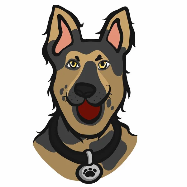 Alsatian Dog Face Cartoon Vector Illustration — Stock Vector