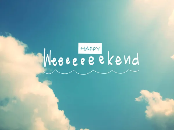 Frohes Wochenende Wort Auf Schönen Blauen Himmel — Stockfoto