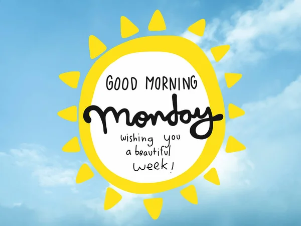 Good Morning Monday Wishing You Beautiful Week Word Sun Shape — Stock Photo, Image