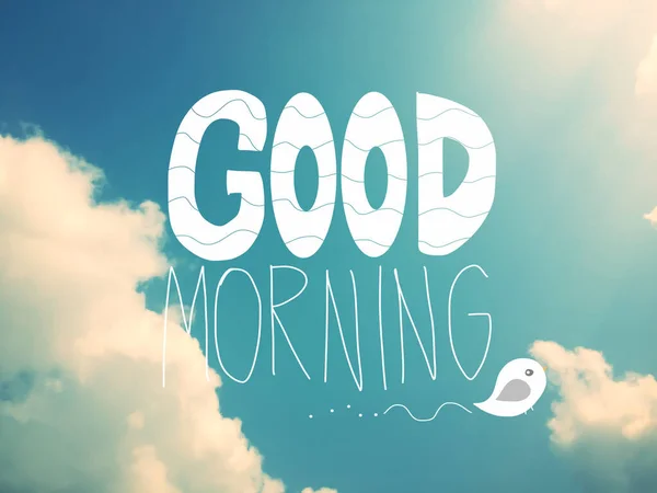 Good Morning Text Blue Sky Background — Stock Photo, Image