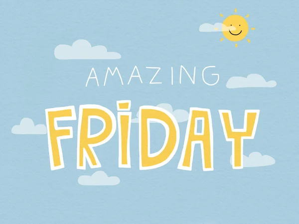 Amazing Friday Pastel Concept Text Blue Background — Stock Photo, Image