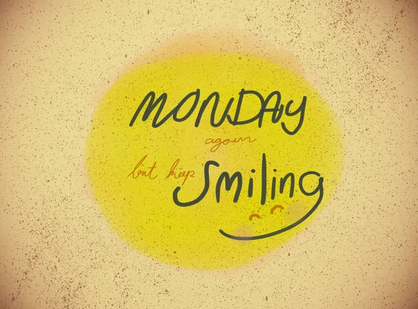 Yellow Stain Rustic Beige Background Lettering Monday Again Don Stop — 图库照片