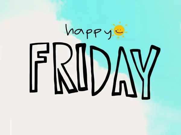 Hand Drawn Style Lettering Happy Friday Sun — Stock Photo, Image