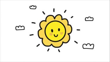 Çiçek şeklinde güneş ve hareketli bulutlar 