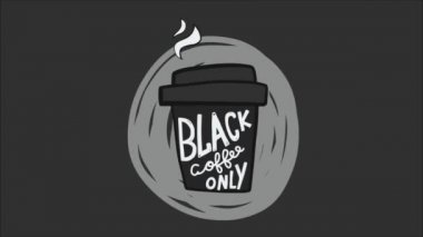 Tek kullanımlık kahve fincanı ve sadece animasyon harfleri.