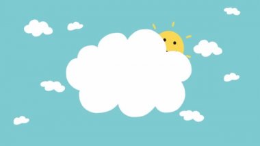 Animasyon güneşli mavi gökyüzü, kuşlar ve bulutlar her yeni güne şükredin.