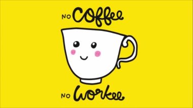 Gülen suratlı animasyon fincanı. Kahve yok, harf yok.