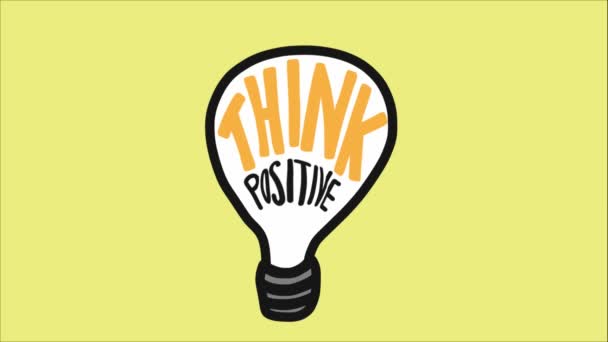 Lâmpada Com Pensar Letras Positivas Sorrir — Vídeo de Stock