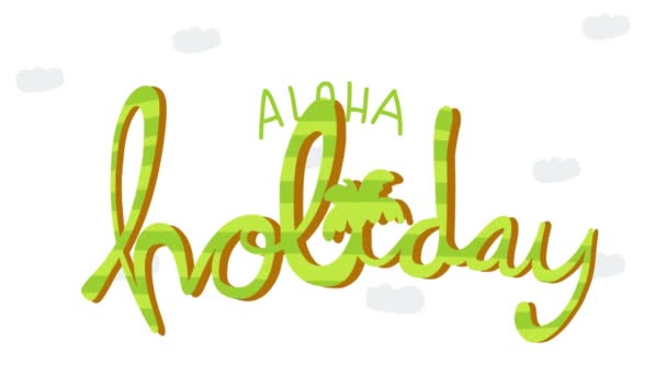 Aloha Vakantie Geanimeerde Belettering Met Zon Vogels — Stockvideo