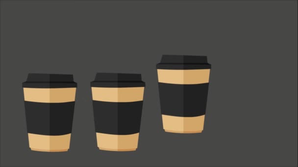 Apparaissant Tasses Emporter Avec Lettrage Bonjour Tome Emporter Café — Video