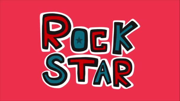 Iscrizione Rock Star Rossa Blu Con Stella Animata Lettera — Video Stock