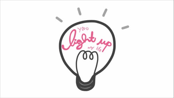 Lâmpada Dos Desenhos Animados Com Letras Aparecendo Você Iluminar Minha — Vídeo de Stock
