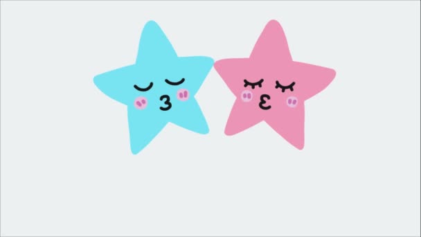 Besos Azul Rosa Estrellas Dibujos Animados Con Buenas Noches Dulces — Vídeo de stock