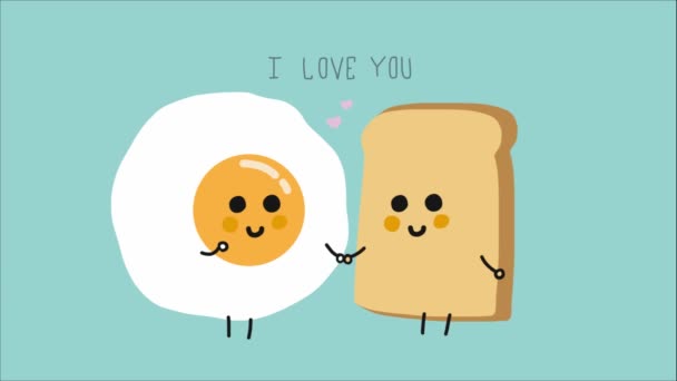 Cute Cartoon Egg Toast Animated Love You Lettering — Stock Video ©  AmySachar #469236628