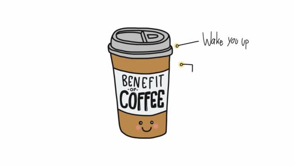 アニメ特典文字付き使い捨てコーヒーカップ — ストック動画