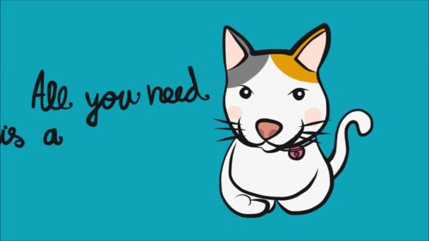 All You Need Cat Animation Cartoon Cat — Stock Video