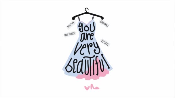 Dress Heels Labels Appearing You Very Beautiful Lettering — Stock Video