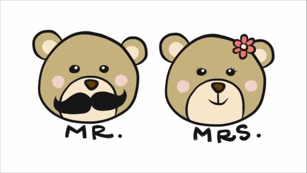 Desenhos Animados Mrs Ursos Com Bigode Animado Flor — Vídeo de Stock