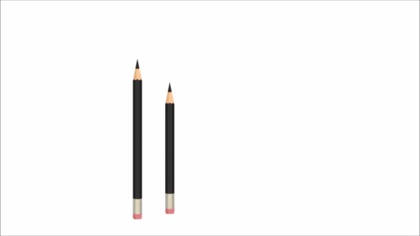 Apparaissant Crayons Noirs Rouges Sur Fond Blanc — Video