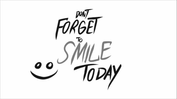 Animated Lettering Dont Forget Smile Today Smile — Stok Video