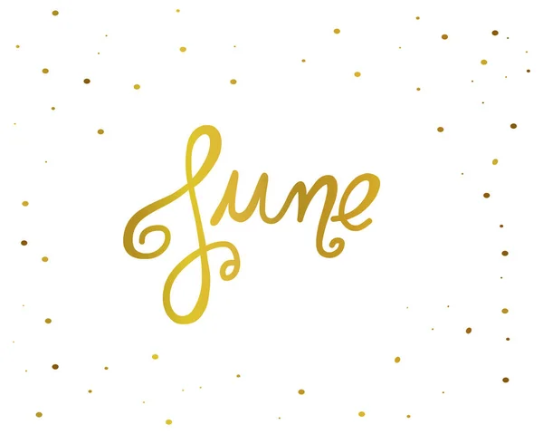 Auriu Cursiv June Litere Puncte Aur — Vector de stoc