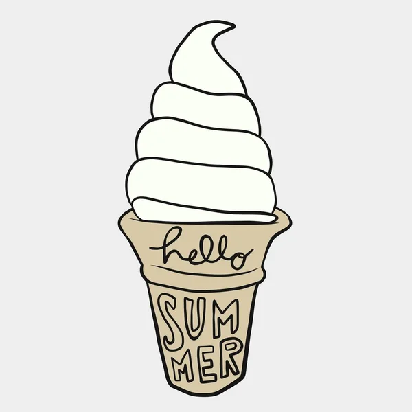 Hallo Sommer Eis Kegel Vektor Illustration — Stockvektor