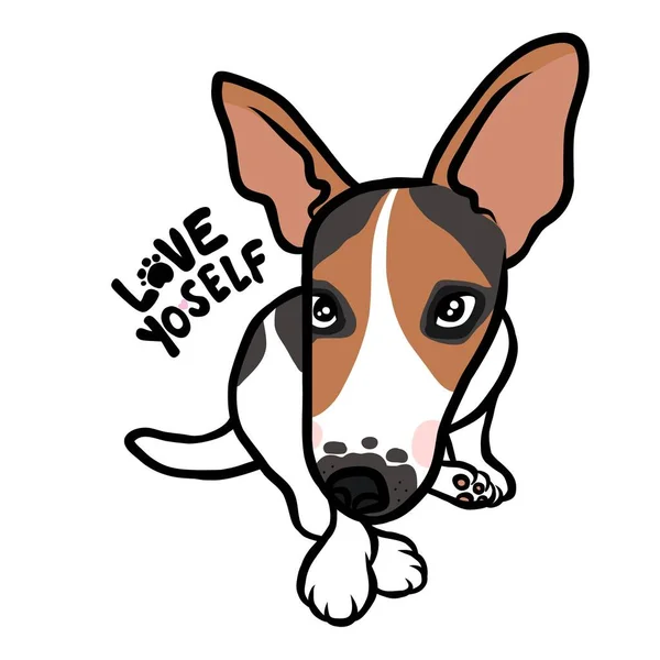 Jack Russell Terrier Cão Amor Self Desenho Animado Vetor Ilustração — Vetor de Stock