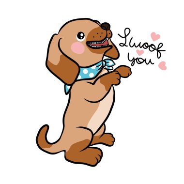 Cute puppy I woof you cartoon painting illustration clipart