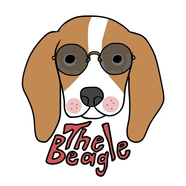Vektor Cartoon Illustration Des Niedlichen Beagle Hundes Mit Dunkler Brille — Stockvektor