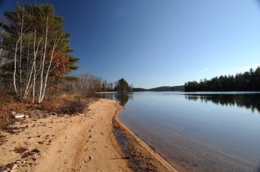 Yaz manzarası plaj boyunca, yaz mevsimini mavimsi bir gökyüzü ile gösteren ayak izleri. Görüntü. Görüntü. Portre. Yaz Sahnesi stok fotoğrafı.