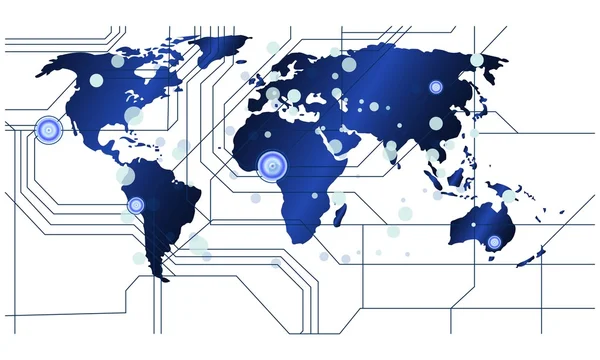 Conceito de Estado Digital. Ilustração vetorial, design de modelo moderno do Mapa Mundial com conexões . —  Vetores de Stock