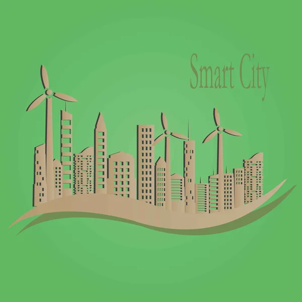 Smart city concept. Vector paper-cut illustration. Modern infographic template — 图库矢量图片
