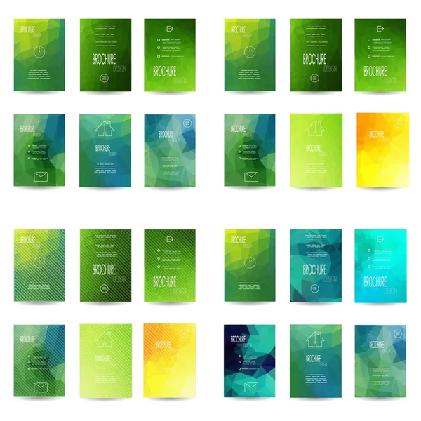 Set of 24 Abstract Flyer Geometric Triangular Green and Yellow Modern Backgrounds - EPS10 Brochure Design Templates, Flyer Template Clean and Modern Concept , A4 format — Διανυσματικό Αρχείο